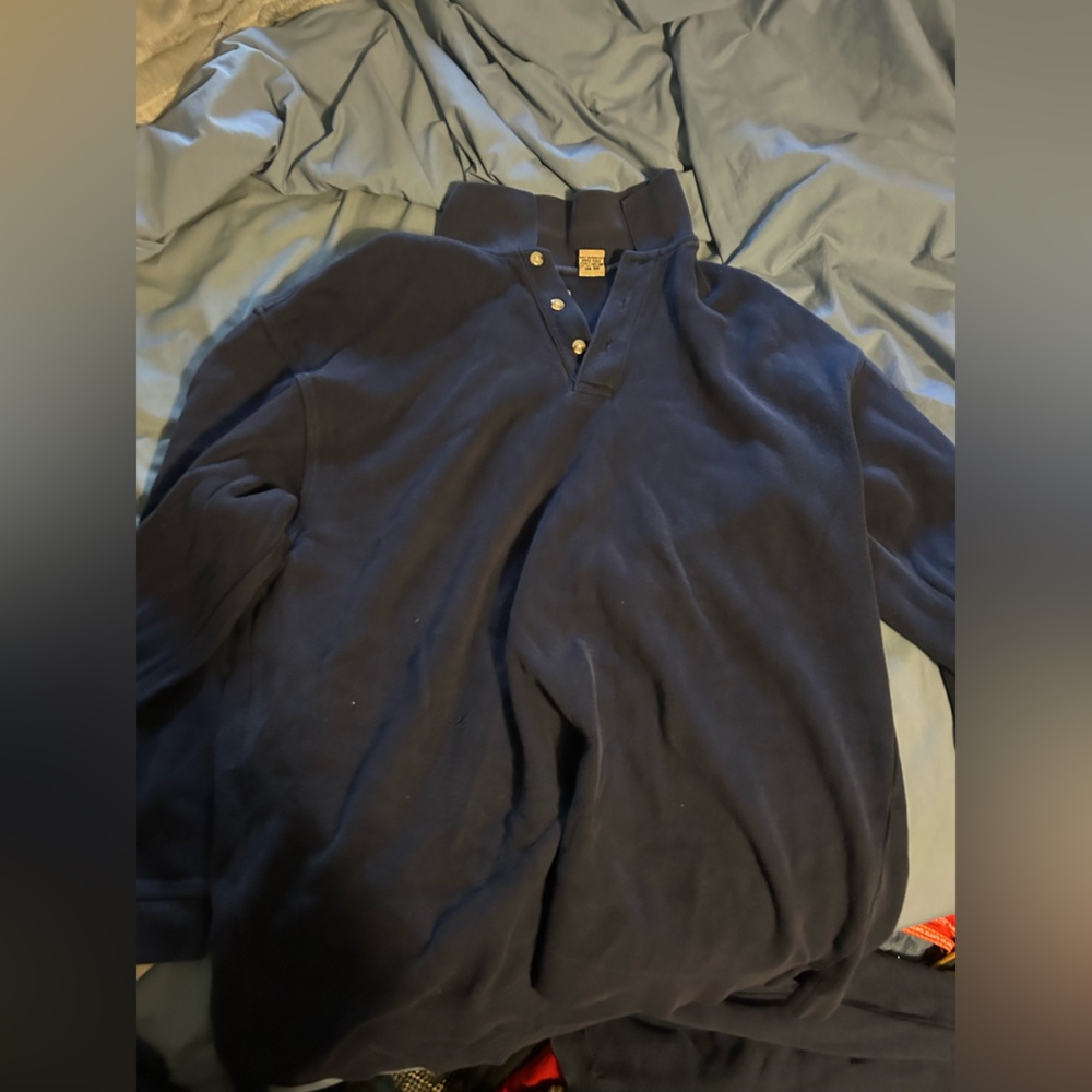 Men's Navy Blue Long Sleeve Polo Shirt